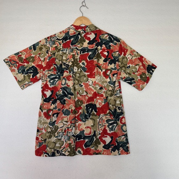 90s Vintage Jaeger Womens Floral Abstract Cotton Short Sleeve Button Shirt M - Picture 2 of 9